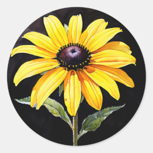Sticker Rond Aquarelle Suzanne jaune brillant