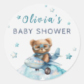 Sticker Rond Aquarelle Teddy Bear Bearly Wait Baby shower (Devant)