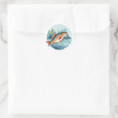 Sticker Rond Aquarelle tendance pêche (Sac)