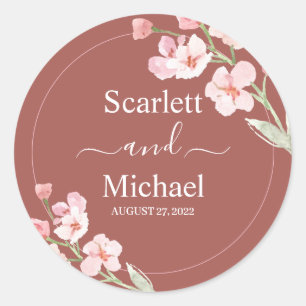 Sticker Rond Aquarelle terrestre moderne et élégant Floral