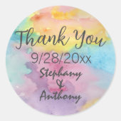 Sticker Rond Aquarelle Tie Tee Look Merci Mariage (Devant)