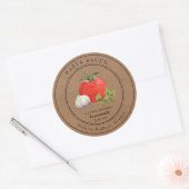 Sticker Rond Aquarelle Tomate ail sauce pasta papier Kraft (Enveloppe)