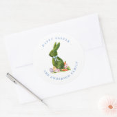 Sticker Rond Aquarelle Topiaire Rabbit Joyeux Pâques (Enveloppe)