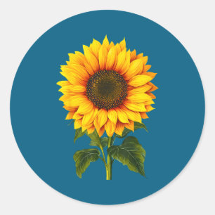 Sticker Rond Aquarelle tournesol jaune jardin botanique été