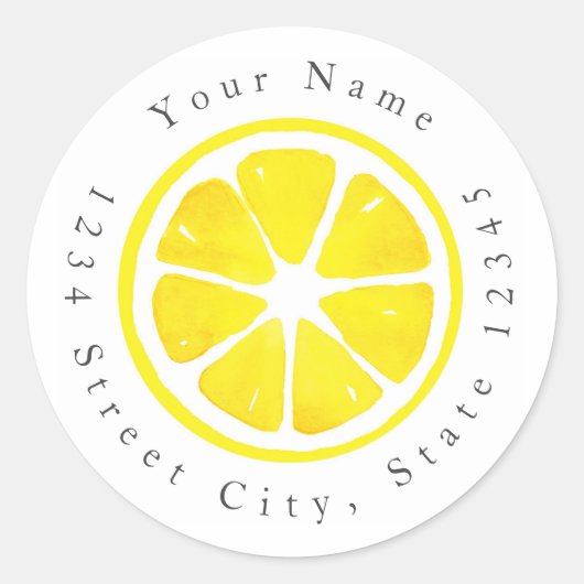 Sticker Rond Aquarelle tranche citron (Devant)