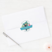 Sticker Rond Aquarelle Tropical avec Merci Toucan ID Turquoise5 (Enveloppe)