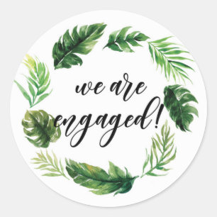 Sticker Rond Aquarelle Tropical Feuilles Wreath Nous sommes eng