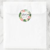 Sticker Rond Aquarelle Tropical Floral Wreath (Sac)