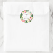 Sticker Rond Aquarelle Tropical Floral Wreath Classic Round St (Sac)