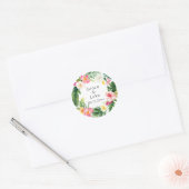 Sticker Rond Aquarelle Tropical Floral Wreath Classic Round St (Enveloppe)