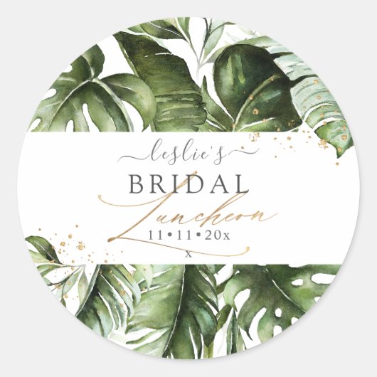Sticker Rond Aquarelle Tropical Jungle Bridal Luncheon (Devant)