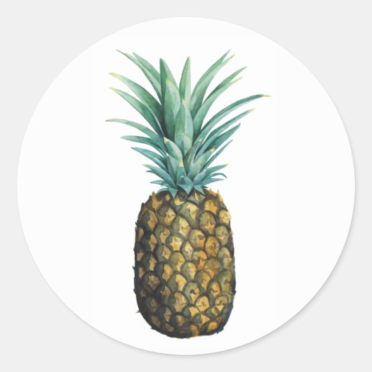 Sticker Rond Aquarelle tropicale à ananas (Devant)