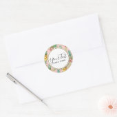 Sticker Rond Aquarelle Tropicale Ananas & Hibiscus Fleurs (Enveloppe)
