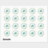 Sticker Rond Aquarelle tropicale de tortue de mer Vert (Feuille)