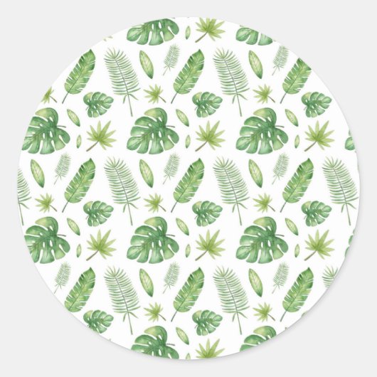 Sticker Rond Aquarelle tropicale Feuilles de bananes (Devant)