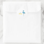 Sticker Rond Aquarelle tropicale Flamant rose bleu or (Sac)