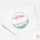 Sticker Rond Aquarelle tropicale Flamant rose rose Faveurs (Enveloppe)
