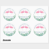 Sticker Rond Aquarelle tropicale Flamant rose rose Faveurs (Feuille)