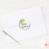 Sticker Rond Aquarelle tropicale Joyeuses vacances de Floride (Enveloppe)