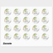 Sticker Rond Aquarelle tropicale Joyeuses vacances de Floride (Feuille)