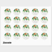 Sticker Rond Aquarelle tropicale Merci Mariage botanique (Feuille)