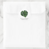 Sticker Rond Aquarelle tropicale Monstera Mariage botanique (Sac)