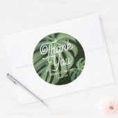 Sticker Rond Aquarelle tropicale Monstera Mariage merci (Enveloppe)