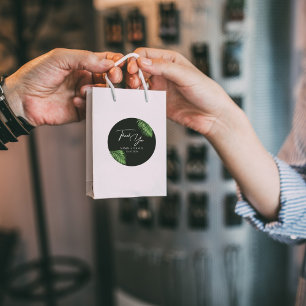 Sticker Rond Aquarelle tropicale Palm Feuille Merci Mariage