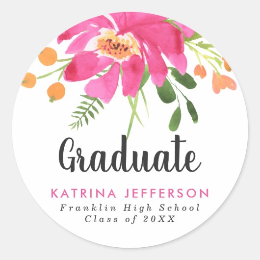 Sticker Rond Aquarelle Tropics Graduation (Devant)