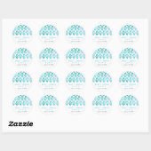 Sticker Rond Aquarelle turquoise Ikat | MARIAGE (Feuille)
