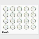 Sticker Rond Aquarelle turquoise Mariage botanique Favoriser le (Feuille)