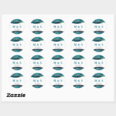 Sticker Rond Aquarelle Turquoise moderne Gold Agate Personnalis (Feuille)