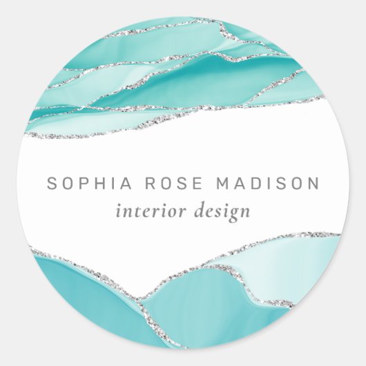 Sticker Rond Aquarelle Turquoise moderne Parties scintillant ar (Devant)