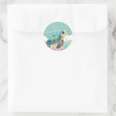 Sticker Rond Aquarelle Turtle Ocean Beach Merci d'anniversaire (Sac)