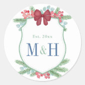 Sticker Rond Aquarelle Vacances verdure Berries Mariage Crest (Devant)