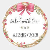 Sticker Rond Aquarelle Vacances Wreath Cuite Avec Amour (Devant)