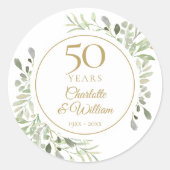 Sticker Rond Aquarelle Verdure 50e anniversaire de Mariage (Devant)