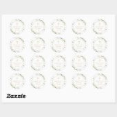 Sticker Rond Aquarelle Verdure Baptême Christening (Feuille)
