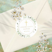Sticker Rond Aquarelle Verdure Baptême Christening