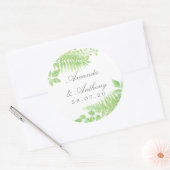Sticker Rond Aquarelle Verdure Foliage Mariage Favoriser (Enveloppe)