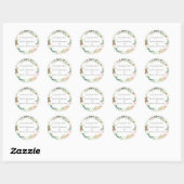 Sticker Rond Aquarelle Verdure Mariage Floral Merci (Feuille)