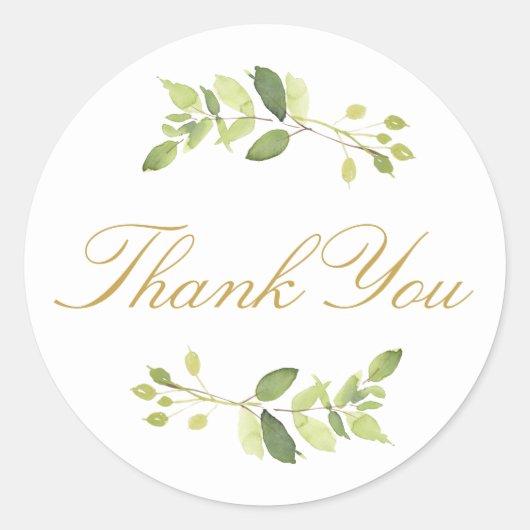 Sticker Rond Aquarelle Verdure Merci (Devant)