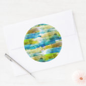 Sticker Rond Aquarelle vert abstrait, bleu (Enveloppe)