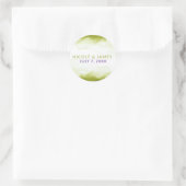 Sticker Rond Aquarelle Vert Chartreuse Mariage Moderne Chic (Sac)