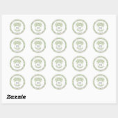 Sticker Rond Aquarelle Vert et Blanc Hydrangea Crest (Feuille)