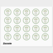 Sticker Rond Aquarelle Vert et Blanc Hydrangea Crest (Feuille)