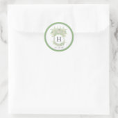 Sticker Rond Aquarelle Vert et Blanc Hydrangea Crest (Sac)