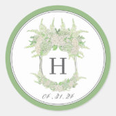Sticker Rond Aquarelle Vert et Blanc Hydrangea Crest (Devant)