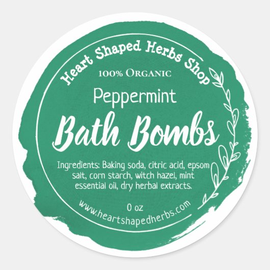 Sticker Rond Aquarelle vert foncé Bombe à menthe poivrée (Devant)