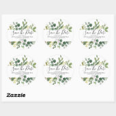 Sticker Rond Aquarelle Vert Mariage Feuille Enregistrer La Date (Feuille)